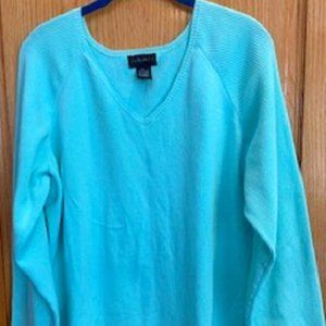 Multiplicity Sweater Cotton Blend Mint Green Ribbed Knit Long Sleeve Sz: 1X